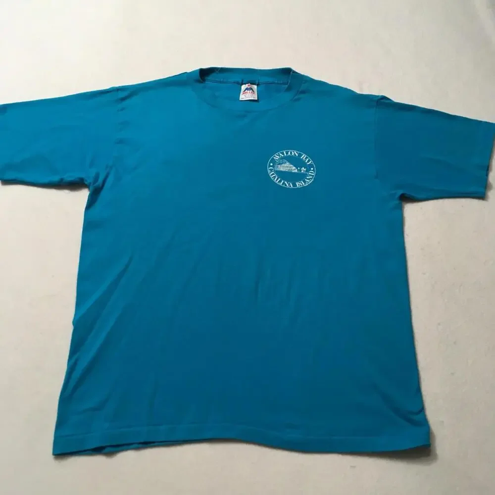 Vtg -Catalina Island Camp-T-shirt Adult XL - Single Stitch BLUE AVALON - Picture 1 of 11